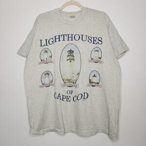 Vintage Lighthouses Cape Cod Faded Worn Soft Thin Fruit Loom XL Nature Art